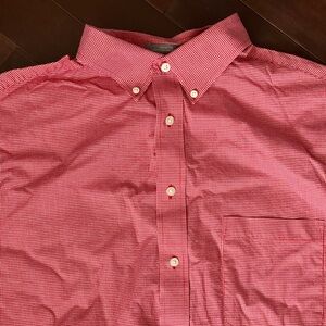 Daniel Cremieux Men’s Short Sleeve Red White Plaid Short Sleeve Button Down 2XT